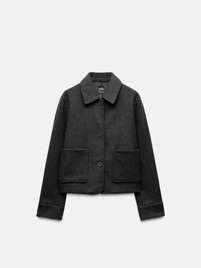 Zara Charcoal Button-Front Pea Coat